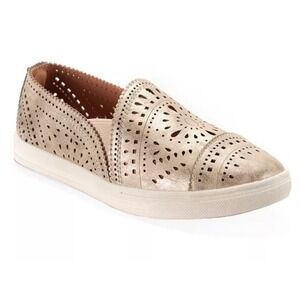 American Rag Gold slip ons Women 6 Laser Cut Loafers Ashanne Perforated Sneakers